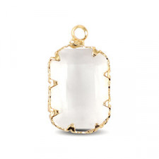 Crystal glass charm rectangle 13mm Crystal-gold